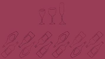 Crayon wine bottle drawing. Vintage dinner or party mediterranean aesthetic pattern with chalk line. Minimal scribble charcoal art for cute natural biodynamic local vineyard presentation banner. vector