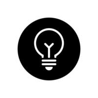 Light bulb, lamp outline icon isolated on black circle vector