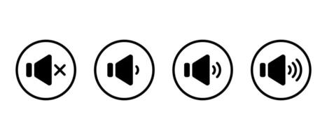 Sound speaker level icon on circle line. Audio volume sign symbol vector