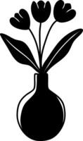 Stylized Tulip Blossom Art Modern Line Drawing for Print and Web. vector
