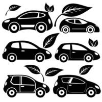 Create a set of electric car silhouettes design on a white background vector