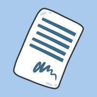 document paper with signature in outline flat design. vector