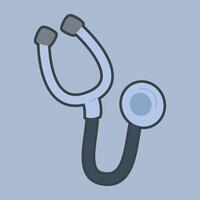 stethoscope with outline flat design. vector