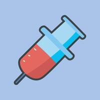 syringe tool with outline flat design. vector