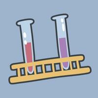 lab bottle with rack in outline flat design. vector