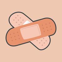 aid bandages with outline flat design vector
