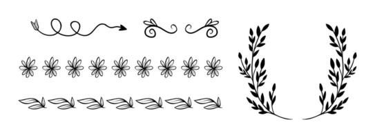 Hand drawn ornamental element set art on white background vector