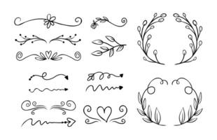 Hand drawn ornamental element set on white background vector