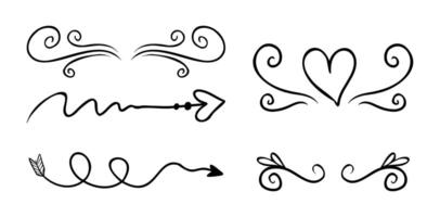 Hand drawn ornamental set art on white background vector