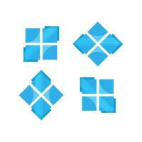 four square windows with blue squares on them vector