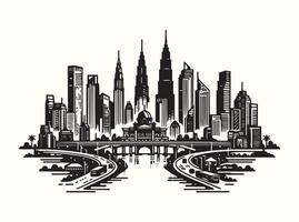 City Skyline Silhouette Designs for Creating Stunning Wall Art in Any Room vector