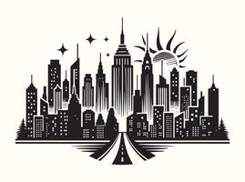City Skyline Silhouette in Black Perfect for Modern Home Wall Decoration and Design vector