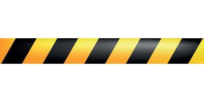 Caution tape with yellow and black stripes isolated on a transparent background. Realistic stretched warning tape. Seamless illustration. vector