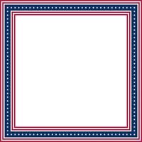 Empty square frame with elements of the US flag, isolated on a transparent background. Abstract photo frame for American national holidays. Place for text or photo. illustration. vector