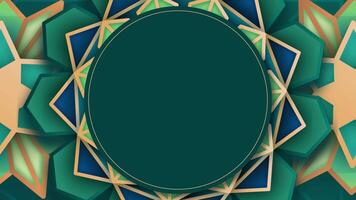 3d ramadan kareem concept with hanging lanterns decoration on green background banner template design with green round blank space video
