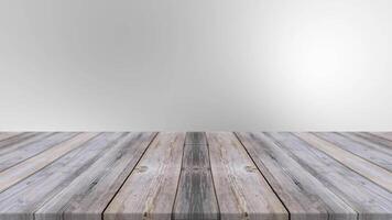 Empty wooden table with white and grey blur background looping for display video