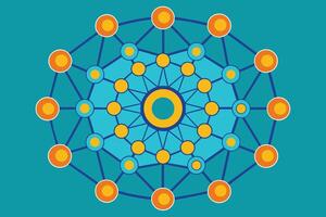 Circular pattern of interconnected dots vector