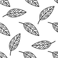Outline seamless leaf pattern with hand-drawn eco-friendly greenery elements vector