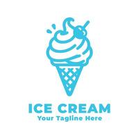 Ice Cream Logo Simple Design With Blue Concept vector