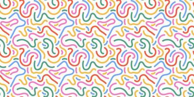 Fun colorful line doodle seamless pattern. Creative minimalist style art background for children or trendy design with basic shapes. Simple childish scribble backdrop. stock background vector