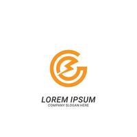 Letter C Minimal Logo Design Template with volt icon vector
