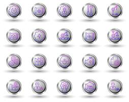 Engineering gradient line icons set with modern and professional style, with button background, suitable for various industrial, engineering, manufacturing and technology purposes vector