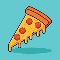 Slice Pizza Melted Floating Cartoon Icon Illustration Food Object Icon Concept vector