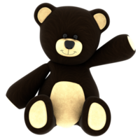 3d render teddy bear waving with transparent background png