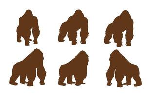 Gorilla Collection Shadows Animal Art Design vector