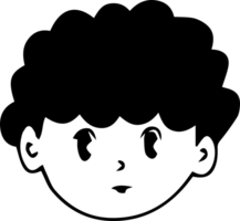 A black and white illustration of a boy's face png