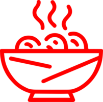 A red light icon of a bowl of noodles png