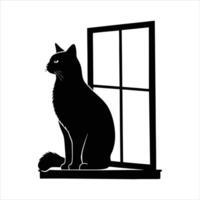 Birman Cat sitting in window vector