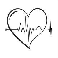 Calligraphy Style Heart With Hearbeat vector