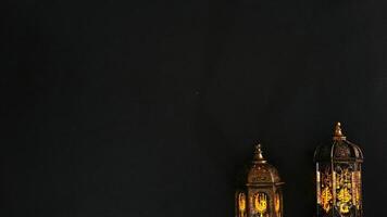 Two Shining Islamic Lanterns With Copy Space photo