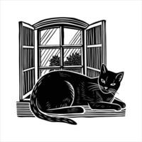 Bombay Cat Resting on a Windowsill vector