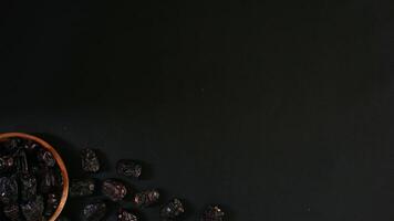 Dates Fruit On Wooden Plate With Copy Space photo