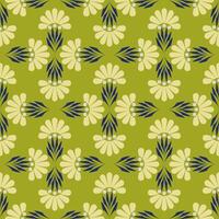 Folk Flower Geometric Seamless Pattern Floral And Leaf Print Design. vector