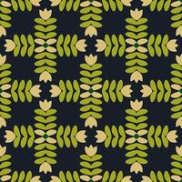 Leaf And Flower Motif Check Print Design Floral Modern Seamless Pattern. vector