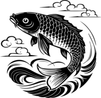 A fish in the water with clouds and stars png
