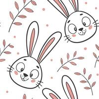 Cartoon bunny faces pattern design whimsical style digital art cute environment top view creative concept vector