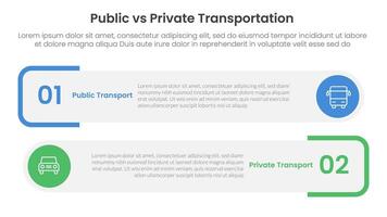 public transport vs personal vehicle comparison concept for infographic template banner with round rectangle box stack with two point list information vector