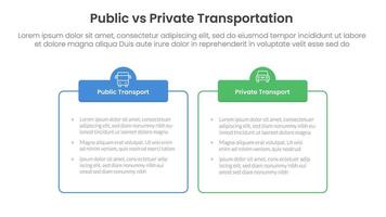 public transport vs personal vehicle comparison concept for infographic template banner with outline box table with two point list information vector