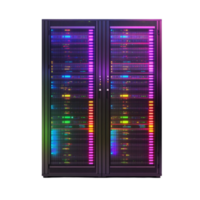 servidor prateleira com colorida luzes em transparente fundo png