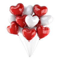 Bunch of Red and White Heart-Shaped Balloons Against transparent Background for Romantic Celebrations, Valentine's Day, or Party Themes png