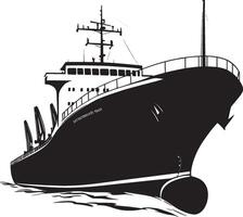 Black illustration of a logistic ship in simple silhouette style. vector