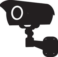 Black illustration of a security camera in simple silhouette style. vector