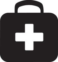Black illustration of a first aid kit in simple silhouette style. vector