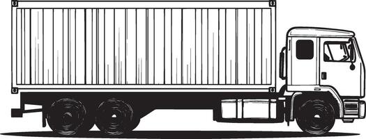 Minimalist black outline of a logistic container truck, design. vector
