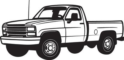 Black design of a pickup truck in outline form. vector