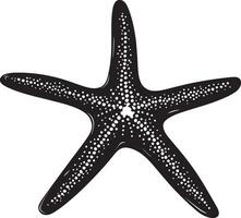 Black illustration of a starfish in simple silhouette style. vector